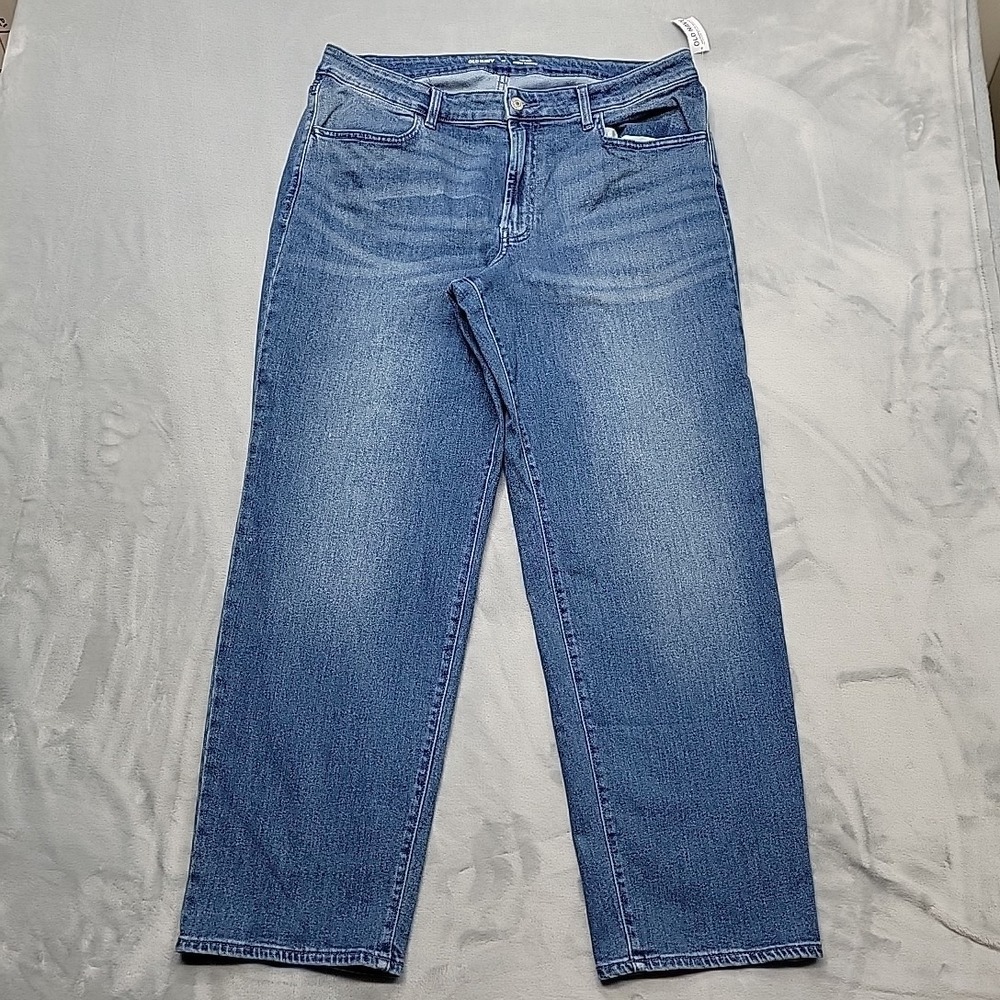Old Navy Jeans Womens 16 Blue Wow Loose High Rise Wide Leg Comfort Stretch Denim